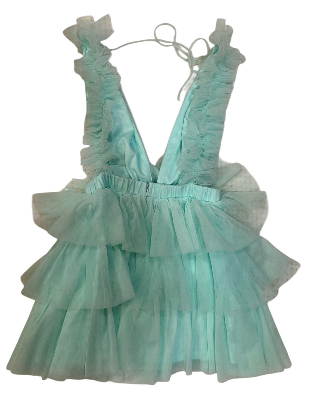 Mable mint green/ seafoam tulle tiered mini dress - Picture 5 of 8